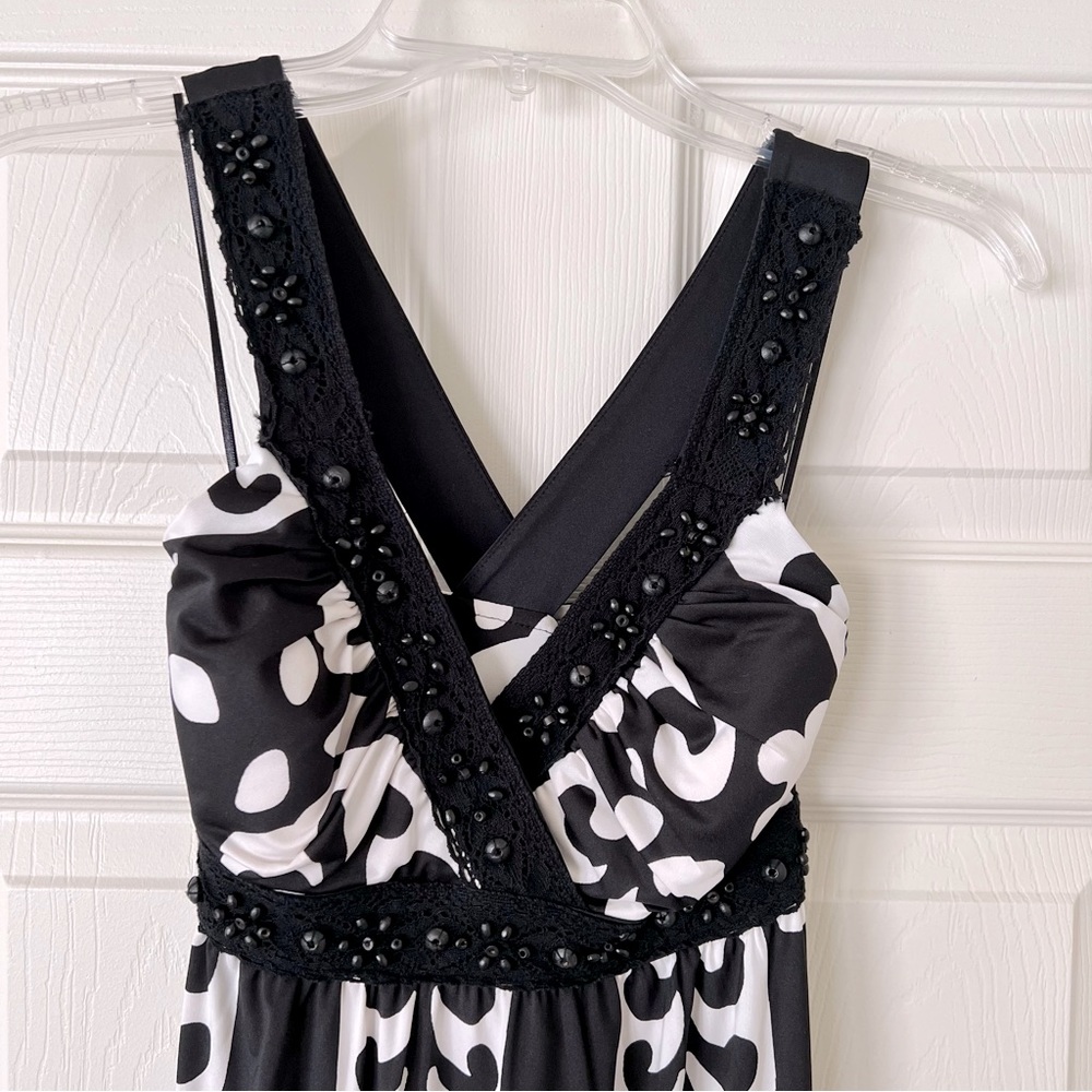 Black and White Beaded Maxi Dress